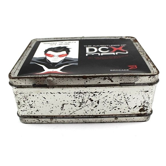 VTG Adventures of DCX Man Metal Lunchbox Brocade 7 5/8" w x 3 1/8" d x 6” high - Picture 6 of 6